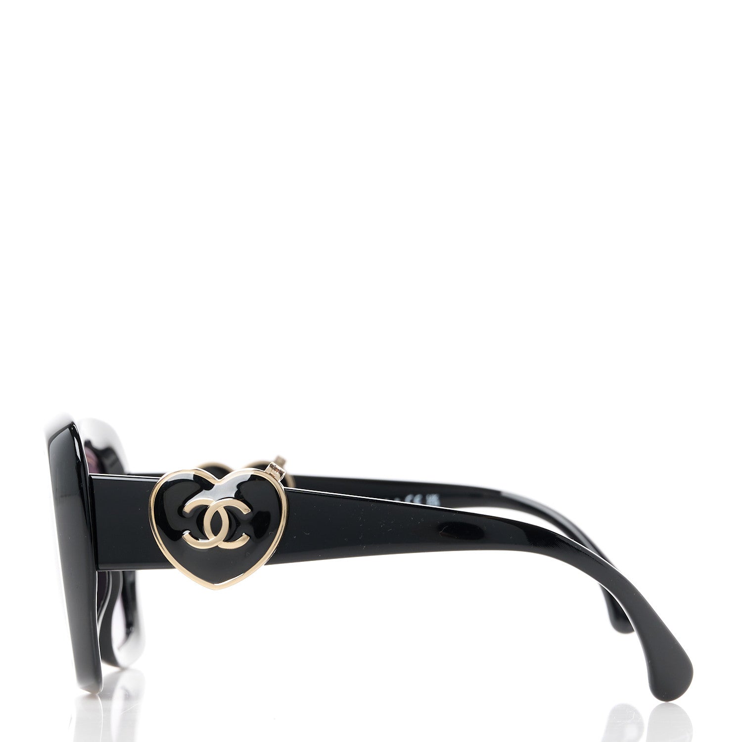 Chanel Acetate Enamel Heart Square Sunglasses 5518 Black 3 of 8
