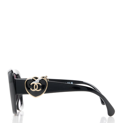 Chanel Acetate Enamel Heart Square Sunglasses 5518 Black 3 of 8