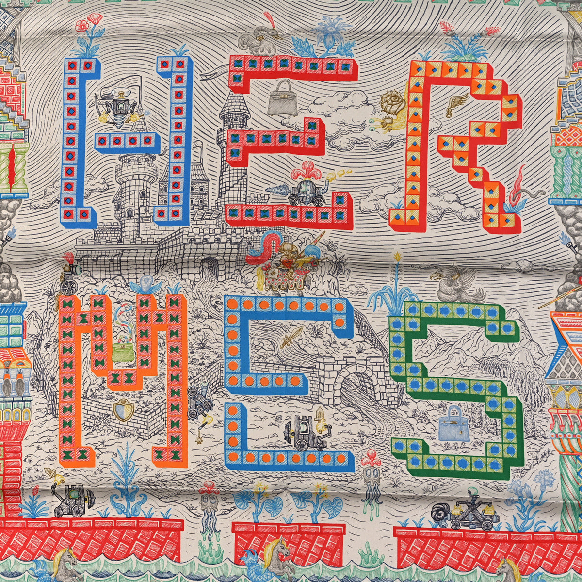 Silk Super Silk Quest Scarf 90 Argent Corail Multicolor