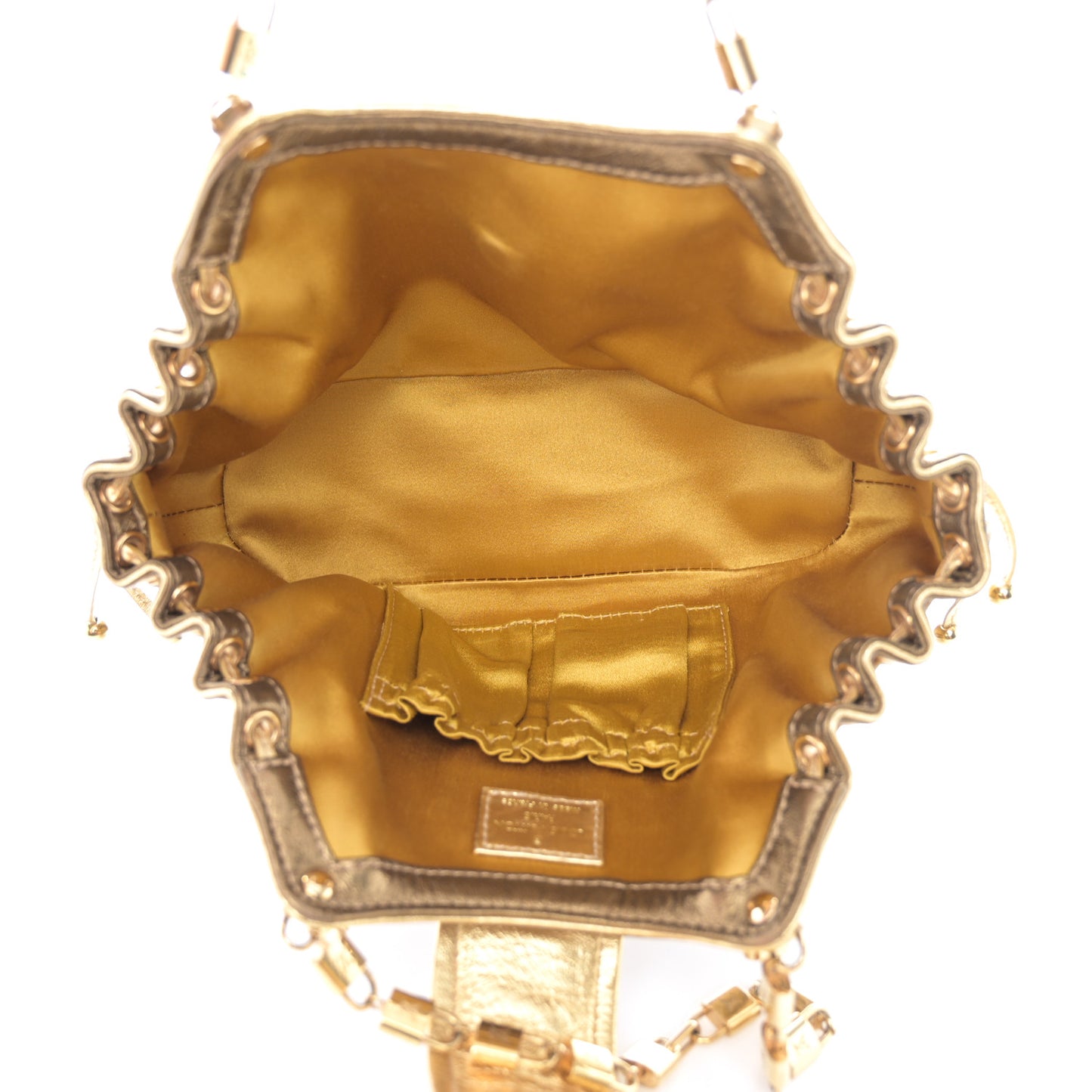 Metallic Calfskin Monogram Embossed Theda PM Gold