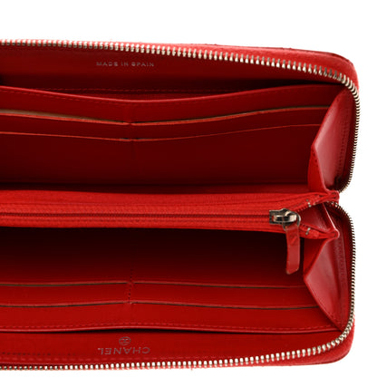 Chanel Patent Quilted Double Stitched Zip Around Wallet Red 5 of 12