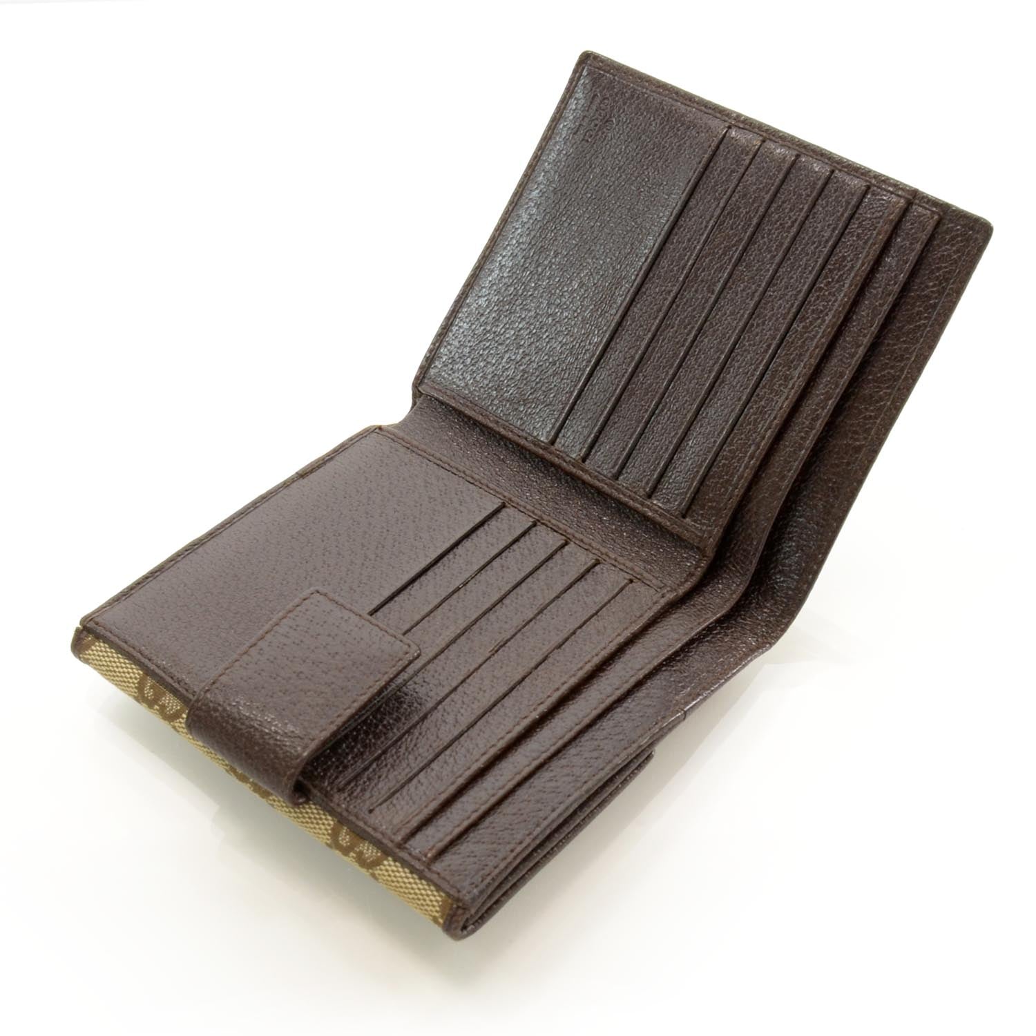 Gucci Monogram Metal Bar French Flap Wallet Beige Ebony Cocoa 5 of 9