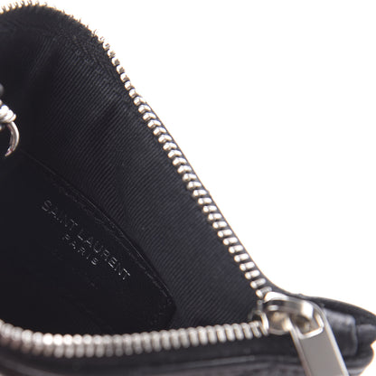 Saint Laurent Calfskin Matelasse Monogram Key Pouch Black 8 of 11