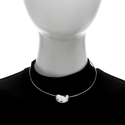 Tiffany Sterling Silver 25mm Elsa Peretti Bean Pendant Wire Necklace 3 of 5