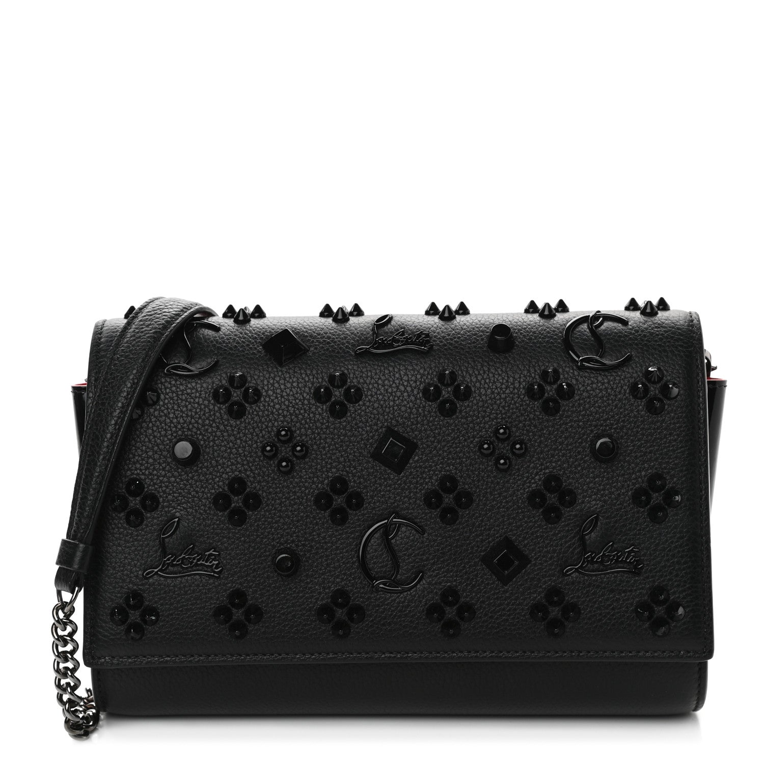 Christian Louboutin Calfskin Spikes Loubinthesky Paloma Clutch Black 1 of 10