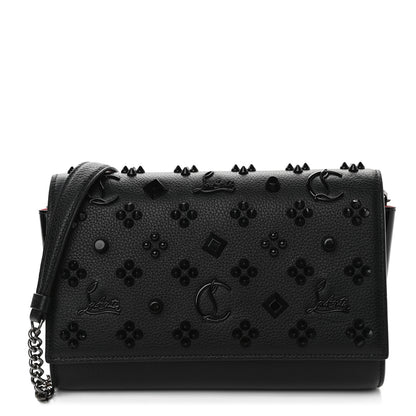 Christian Louboutin Calfskin Spikes Loubinthesky Paloma Clutch Black 1 of 10