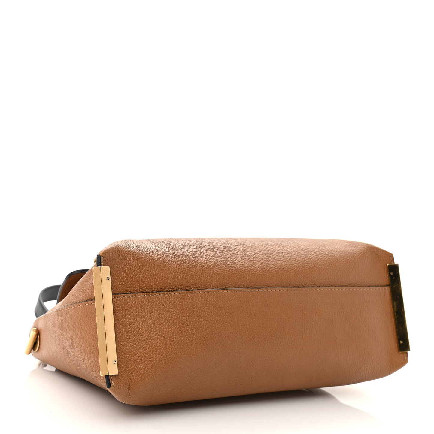 Calfskin Medium Clare Top Handle Bag Tan Black