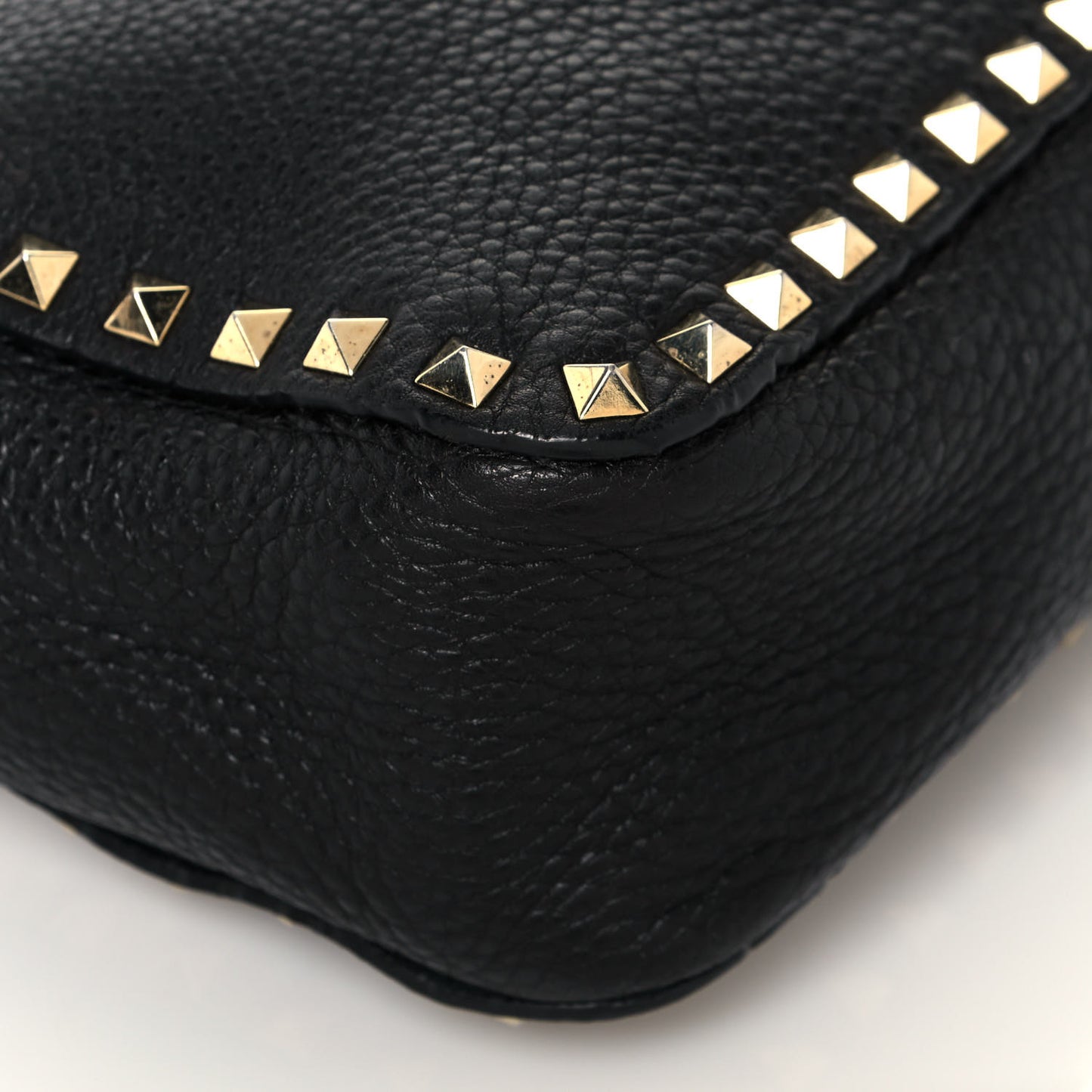 Pebbled Calfskin Large Rockstud Flip-Lock Messenger Bag Black