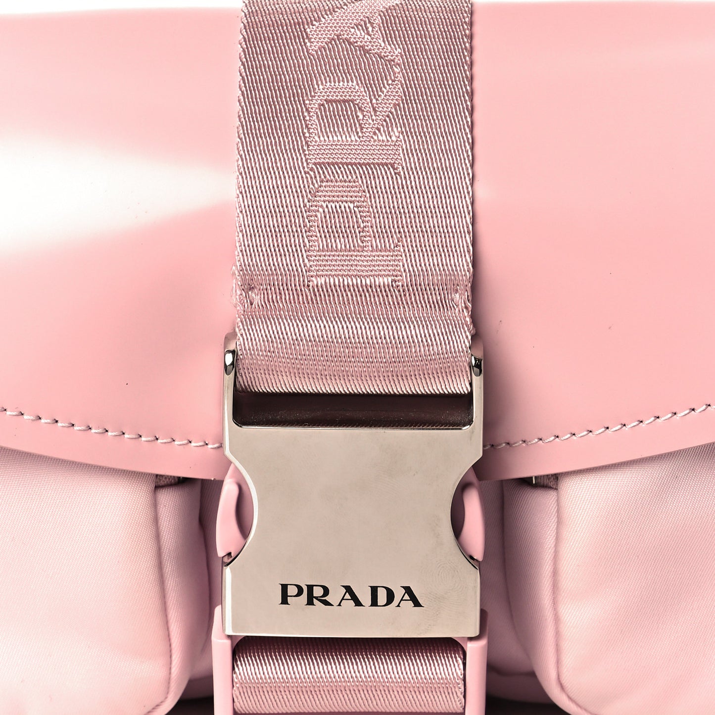 Re-Nylon Spazzolato Double Pocket Buckle Shoulder Bag Alabastro