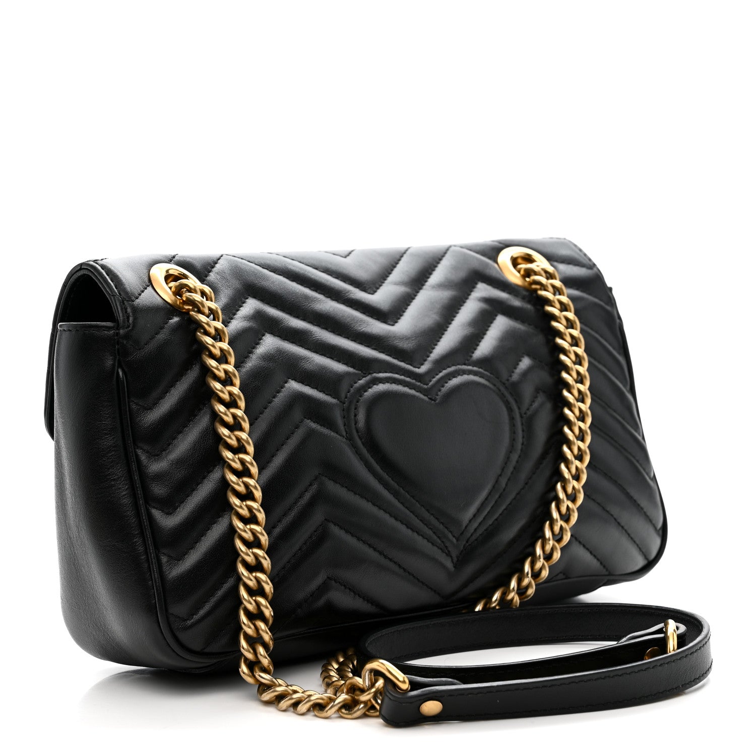 Gucci Calfskin Matelasse Small GG Marmont Shoulder Bag Black 3 of 12