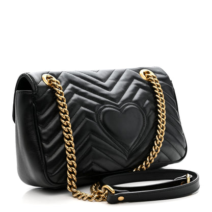 Gucci Calfskin Matelasse Small GG Marmont Shoulder Bag Black 3 of 12