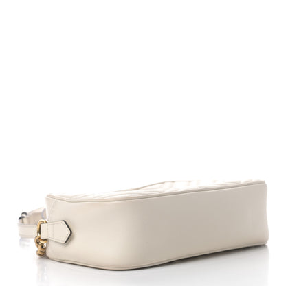 Gucci Calfskin Matelasse Small GG Marmont Chain Shoulder Bag White 3 of 7