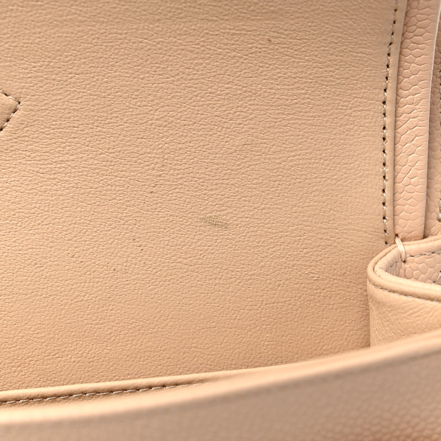 Caviar Quilted Medium Double Flap Beige