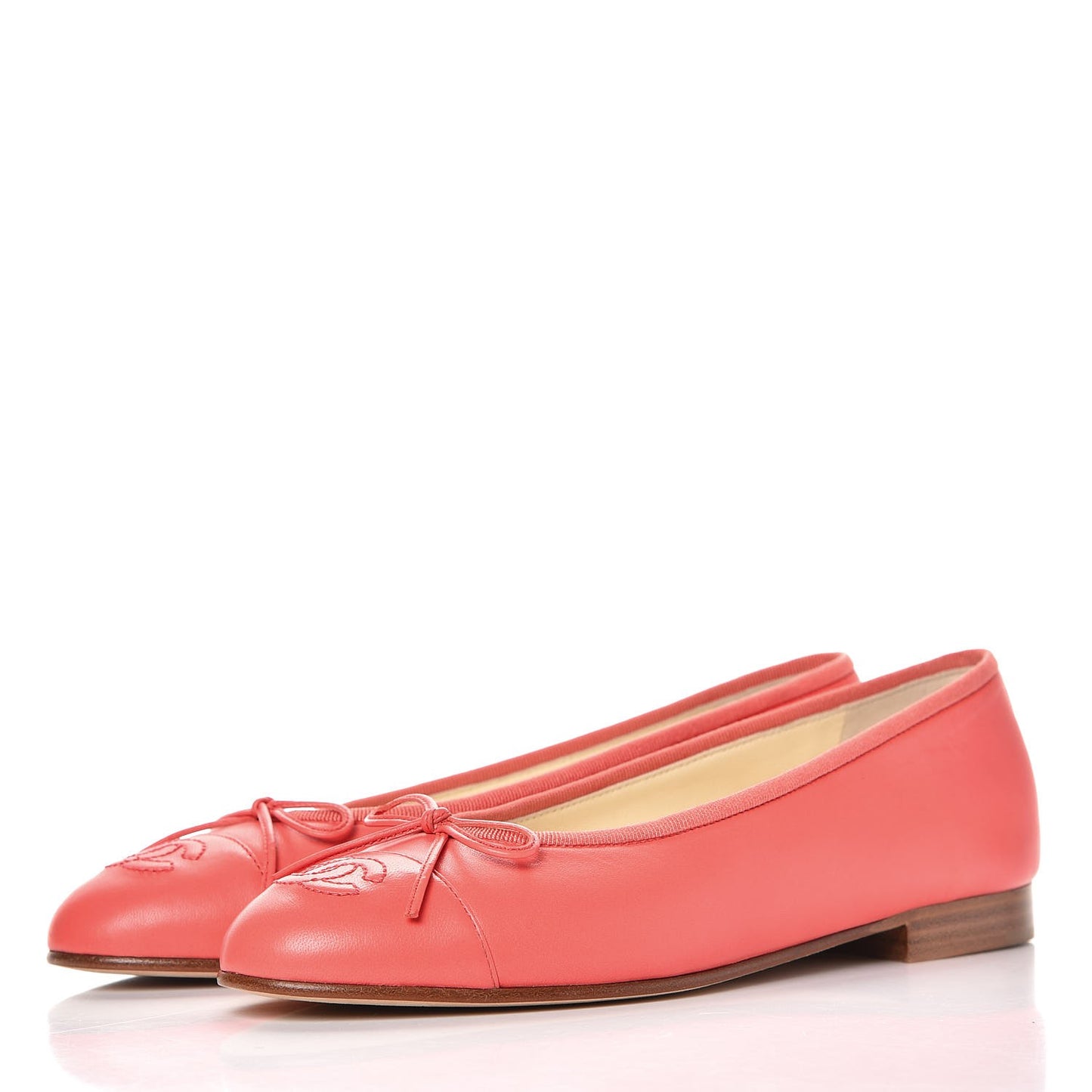 Lambskin Cap Toe CC Ballerina Flats 37 Corail