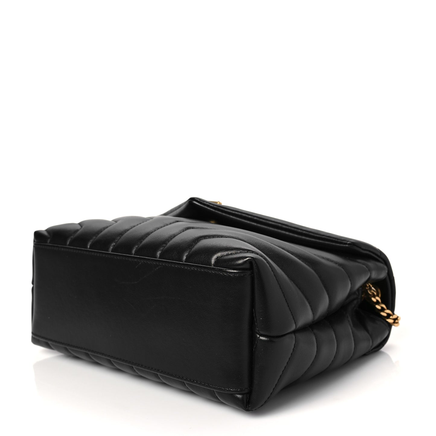 Calfskin Y Quilted Monogram Small Loulou Chain Satchel Black