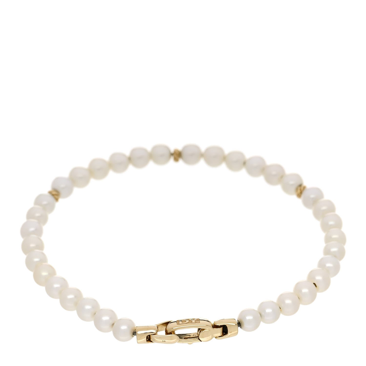 David Yurman 14K Yellow Gold Pearl 4mm Bijoux Spiritual Beads Bracelet 2 of 3