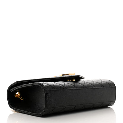 Saint Laurent Grain De Poudre Textured Mixed Matelasse Triquilt Small Monogram Satchel Black 4 of 10