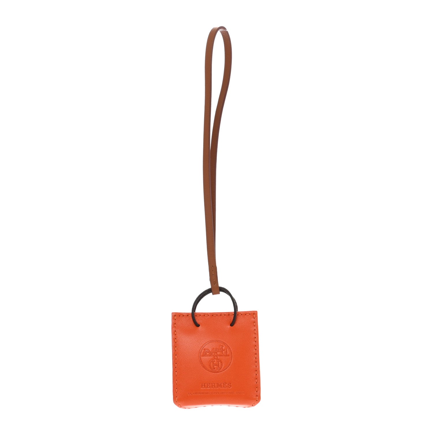 Hermes Milo Lambskin Swift Shopping Bag Charm Feu Gold 1 of 3