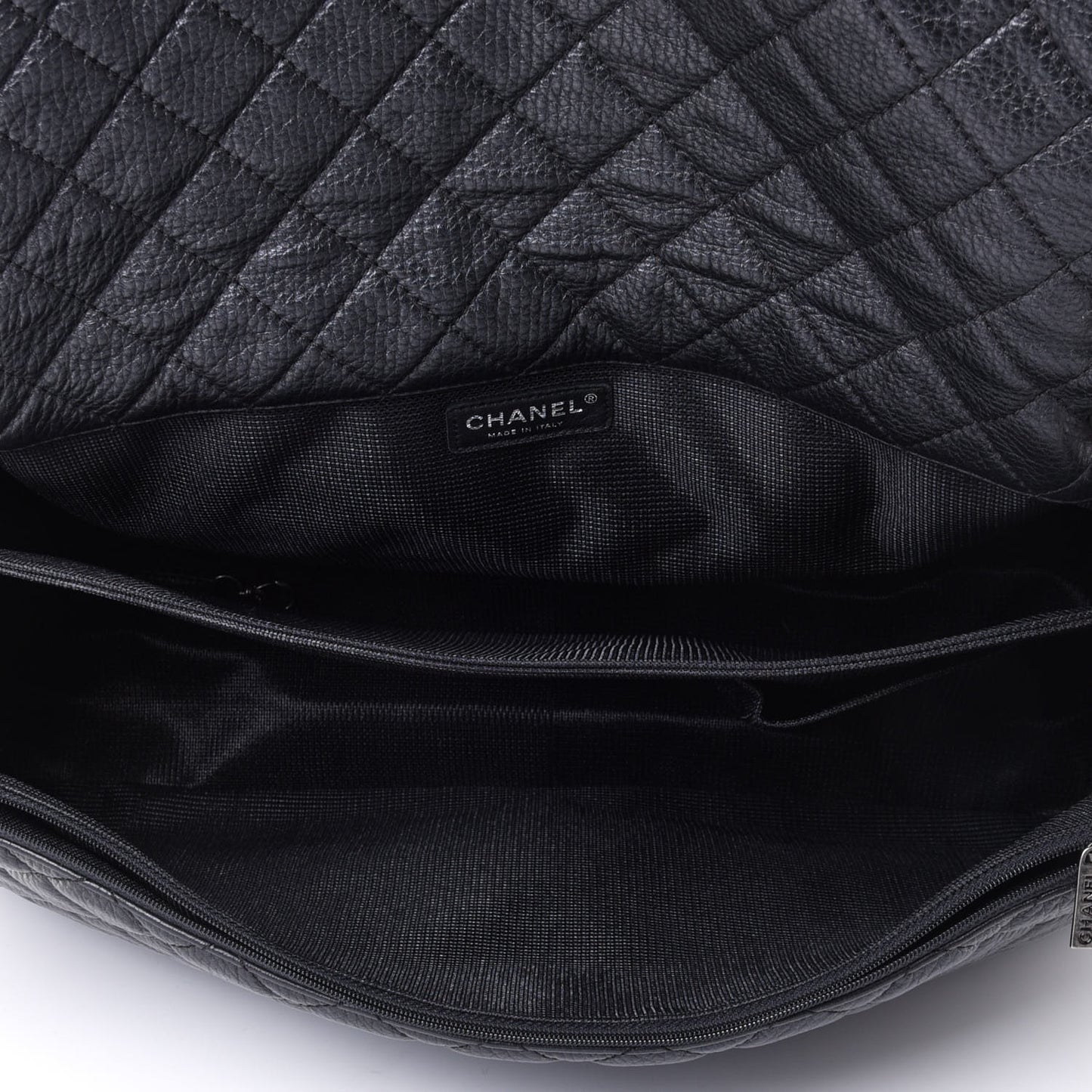 Calfskin Quilted XXL Travel Flap Bag Black