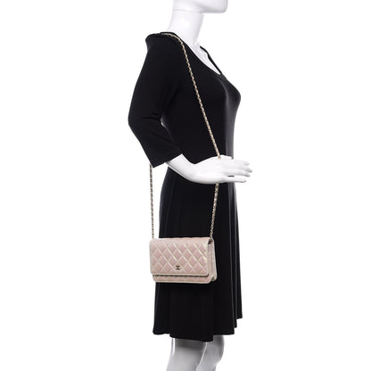 Chanel Iridescent Lambskin Quilted Wallet On Chain WOC Ivory 2 of 12