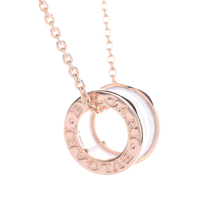 Bulgari 18K Rose Gold White Ceramic B.Zero1 Pendant Necklace 5 of 7