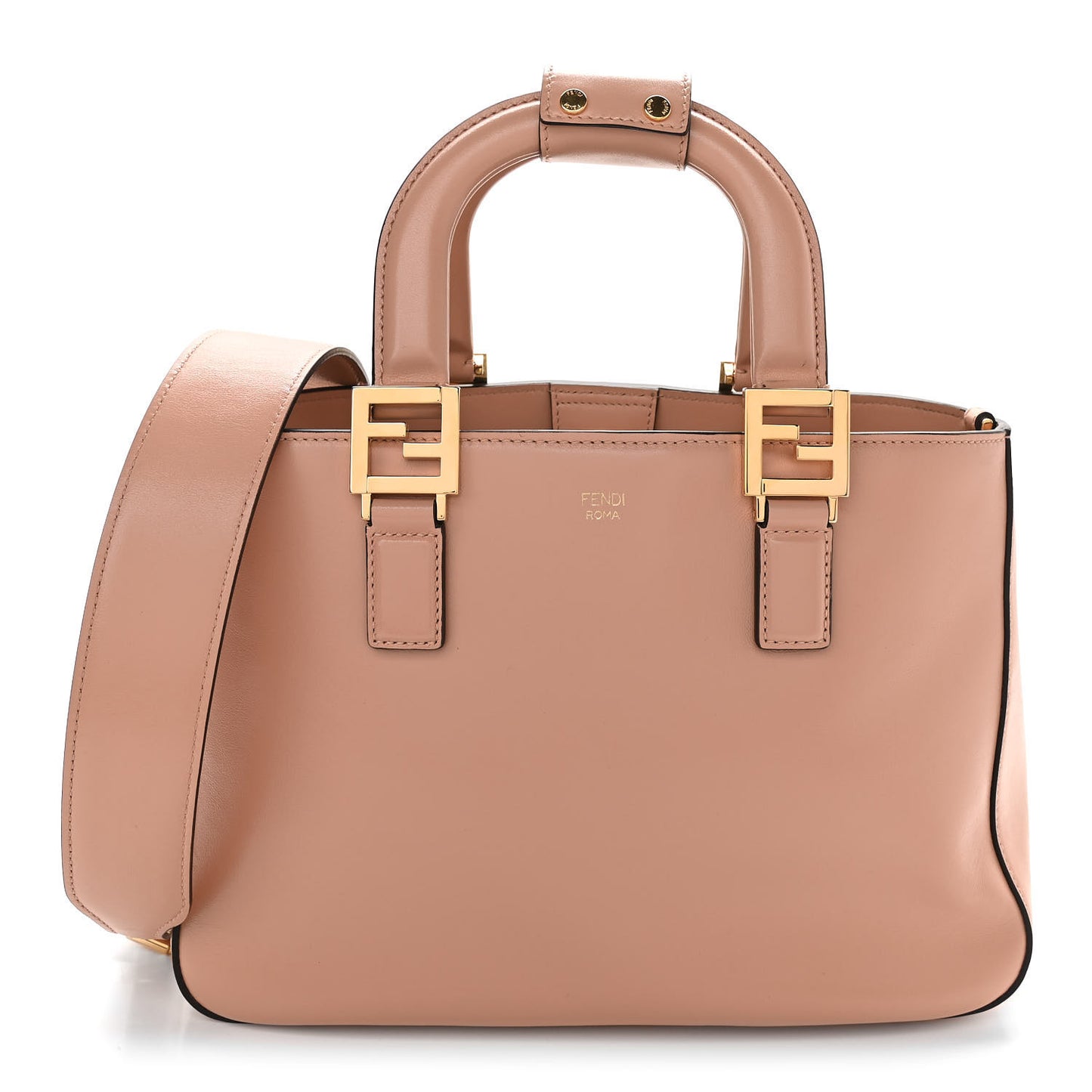 Vitello Glacier Small FF Tote Rosa Bourbon
