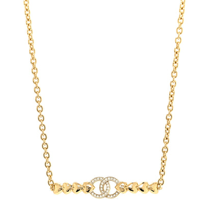 Chanel Crystal CC Heart Link Choker Necklace Gold 1 of 5