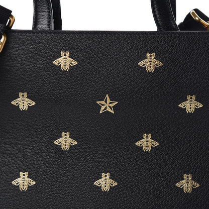 Gucci Grained Calfskin Bee Star Vertical Tote Black 8 of 10