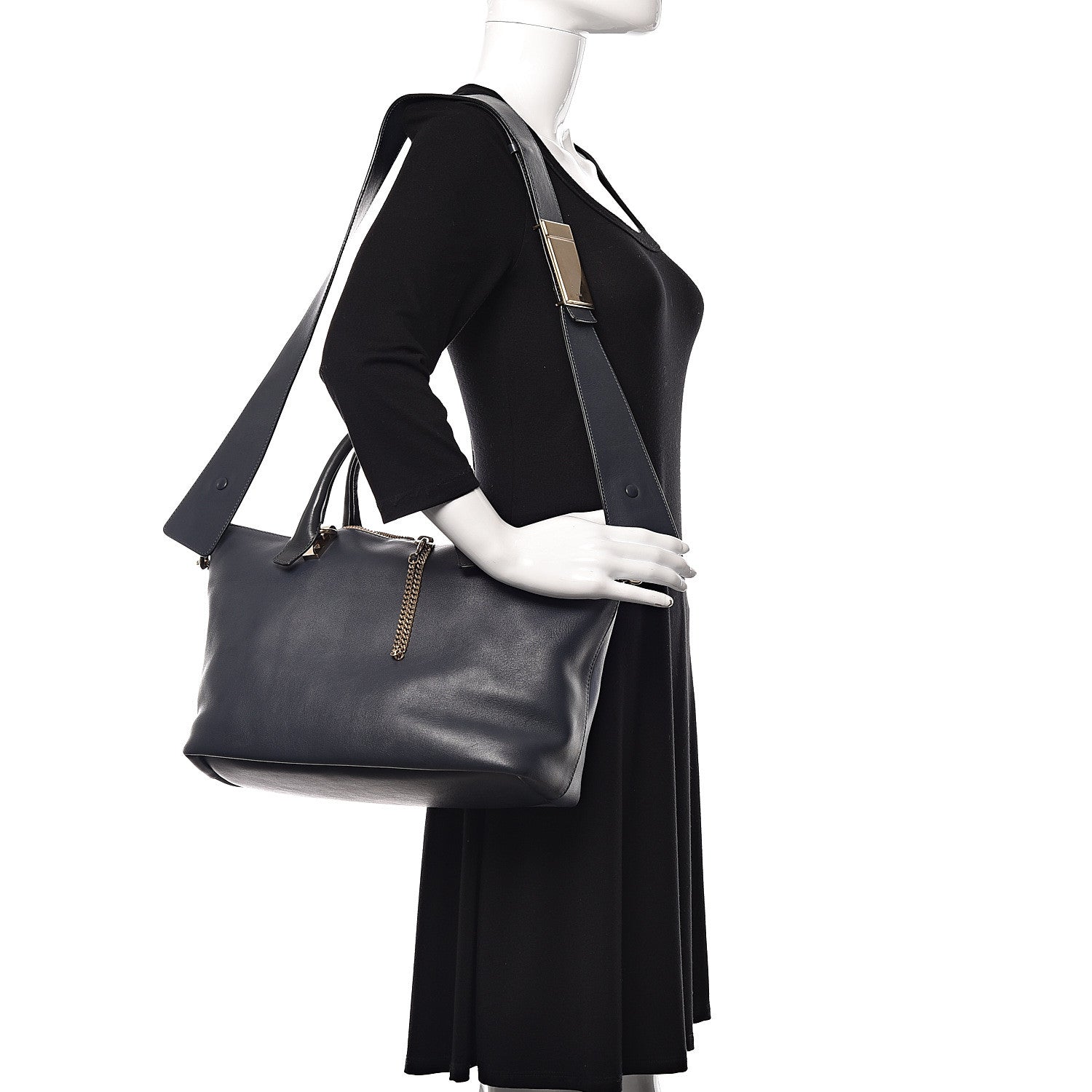 Chloe Smooth Calfskin Large Baylee Tote Street Blue 2 of 11