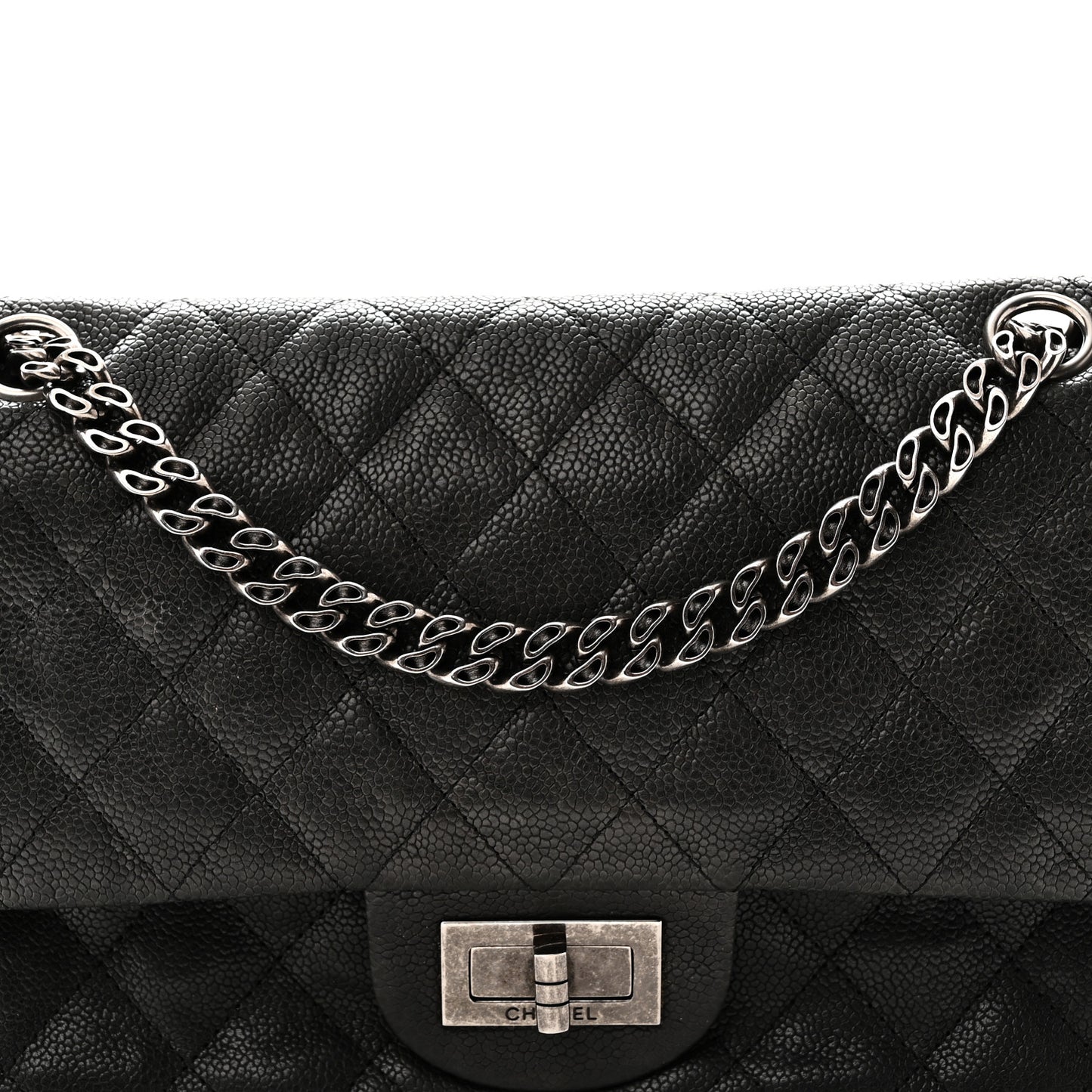 Washed Caviar Quilted 2.55 Reissue 225 Bijoux Chain Flap  Black