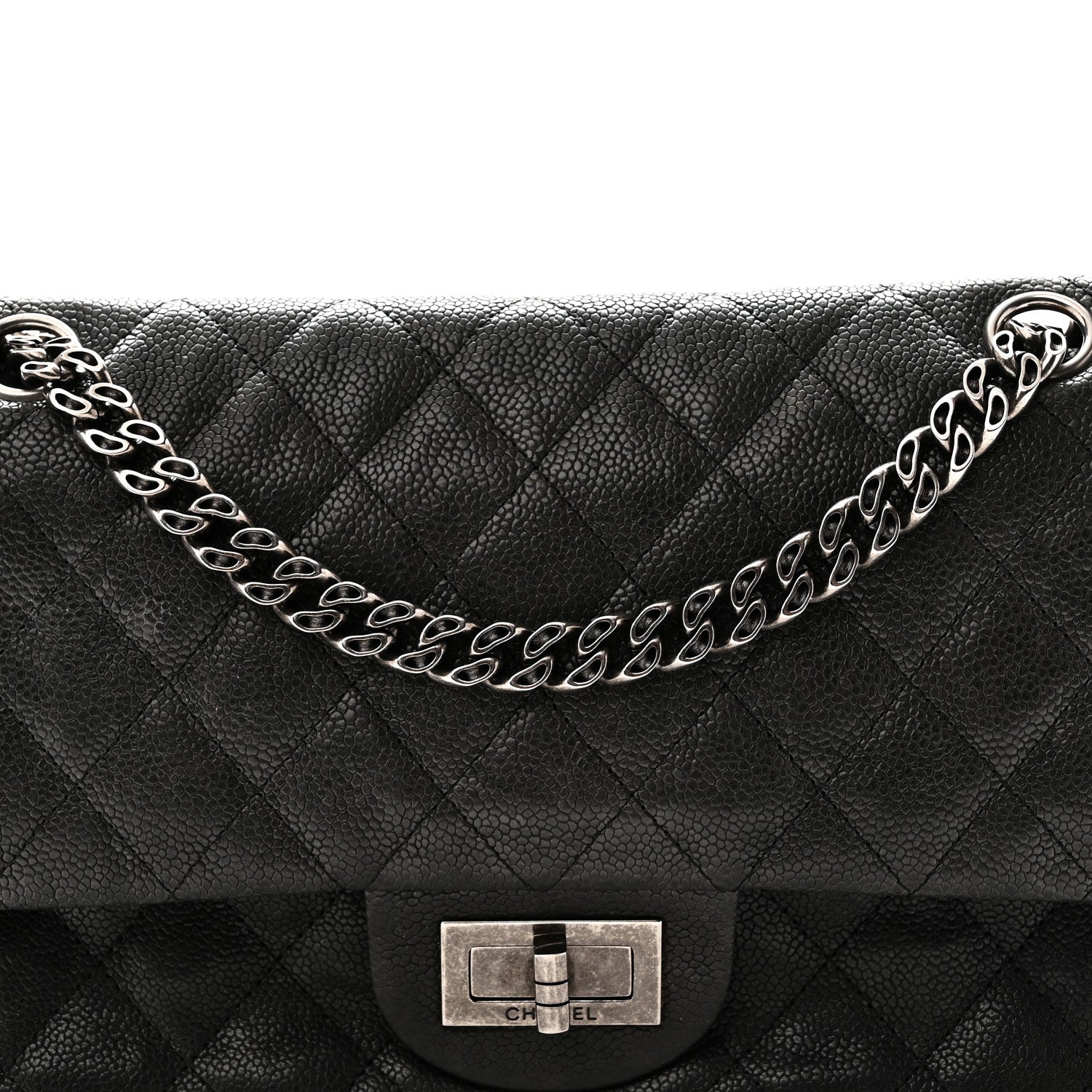 Chanel Washed Caviar Quilted 2.55 Reissue 225 Bijoux Chain Flap  Black 8 of 11