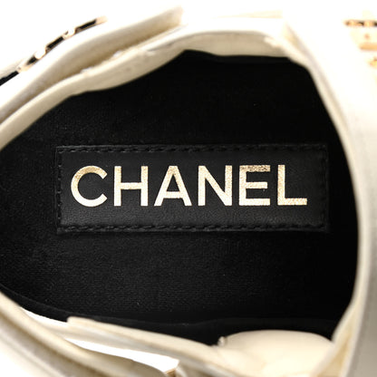 Chanel Shiny Calfskin Logo Platform Sandals 39 Ivory 9 of 16