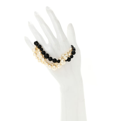 Chanel Pearl Bead CC Bracelet White Black 2 of 5