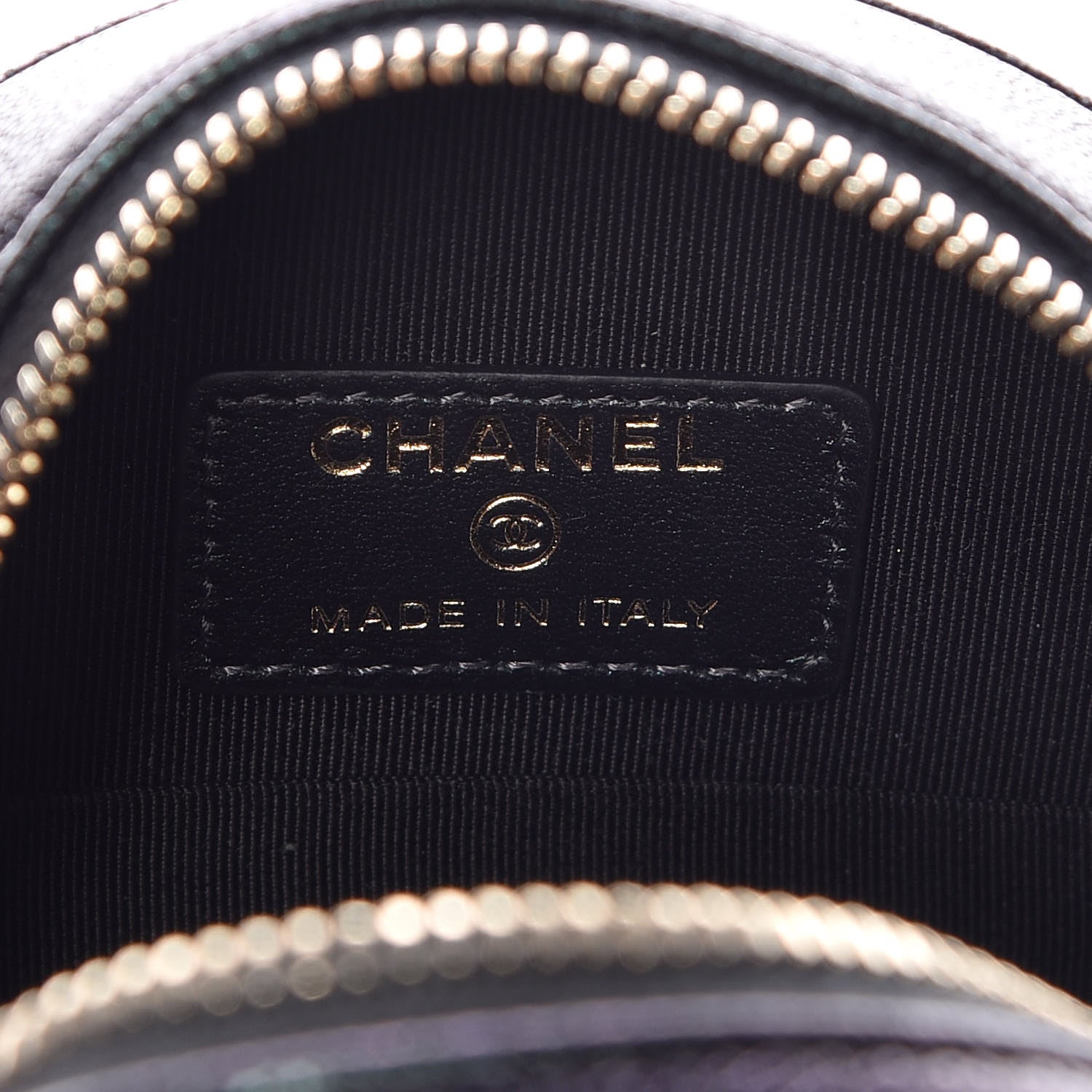 Chanel Iridescent Caviar Quilted Round Clutch With Chain Black 6 of 8