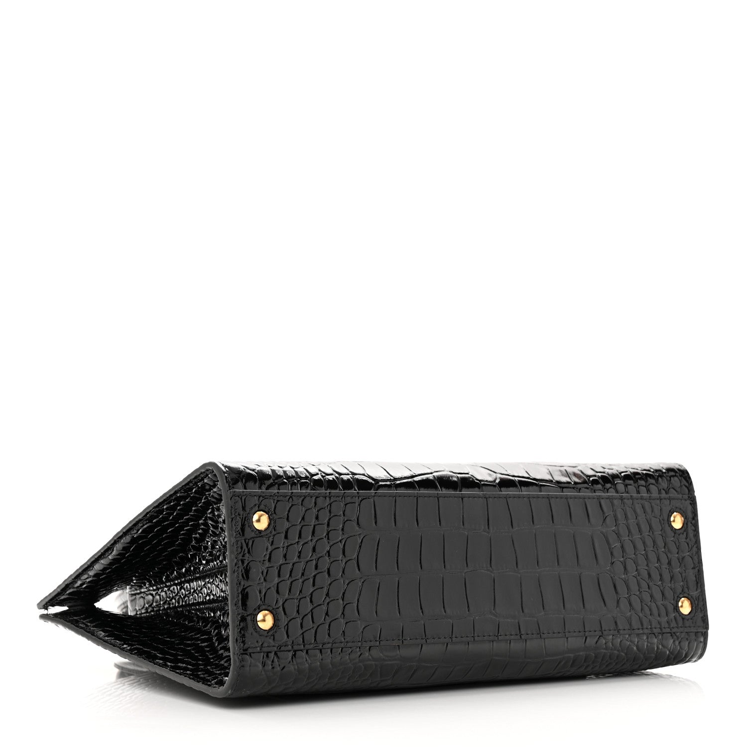Burberry Crocodile Embossed Calfskin Small Frances Tote Black 4 of 12