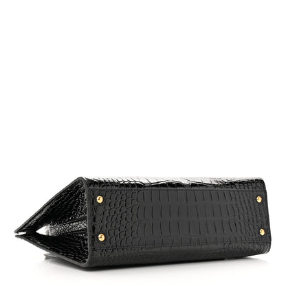 Burberry Crocodile Embossed Calfskin Small Frances Tote Black 4 of 12