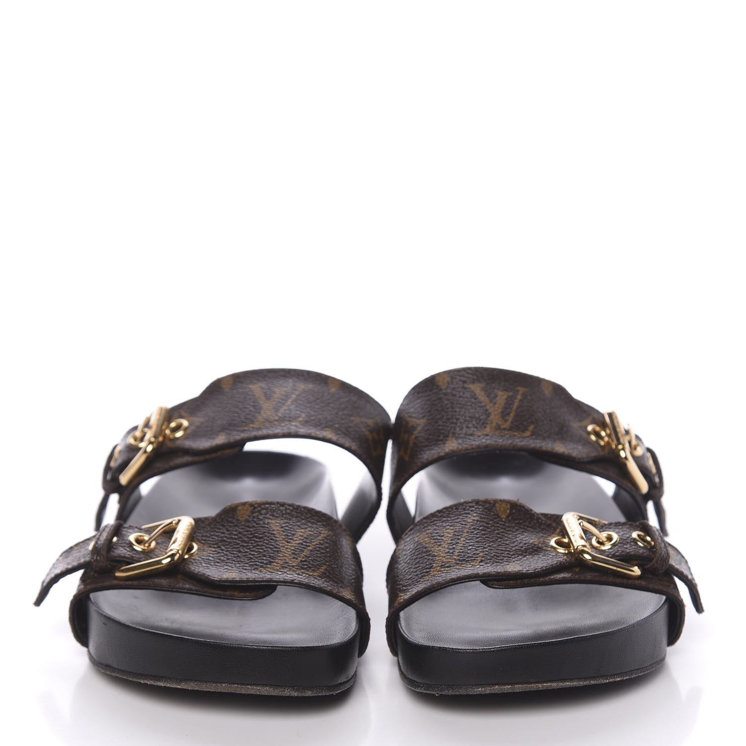 Louis Vuitton Monogram Bom Dia Mule Sandals 36 Black 2 of 10