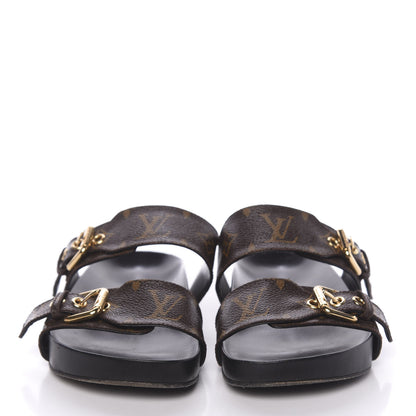 Louis Vuitton Monogram Bom Dia Mule Sandals 36 Black 2 of 10