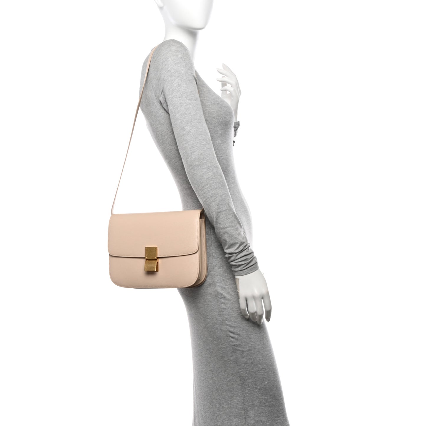 Liege Calfskin Medium Classic Box Flap Bag Powder