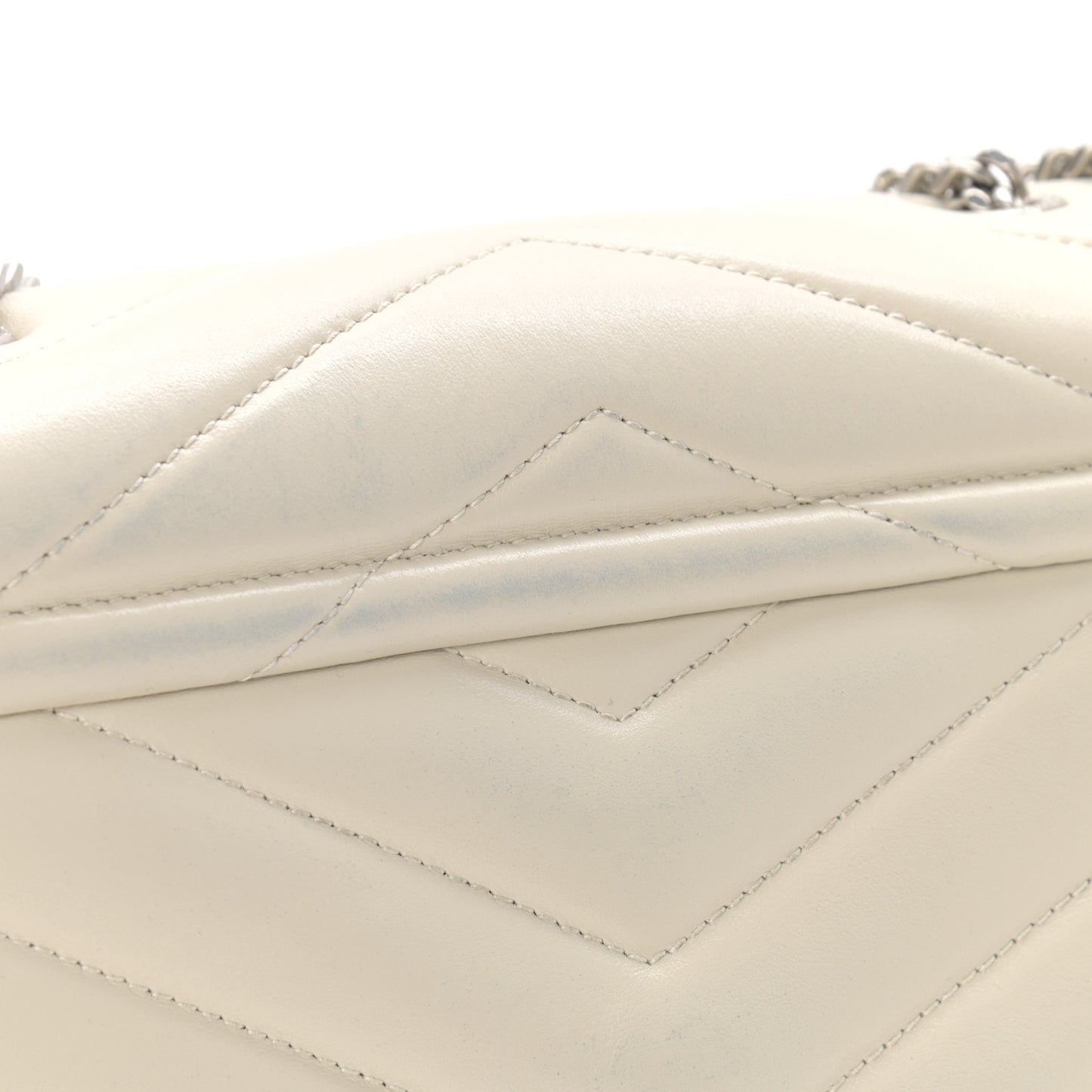Calfskin Y Quilted Monogram Small Loulou Chain Satchel Crema Soft
