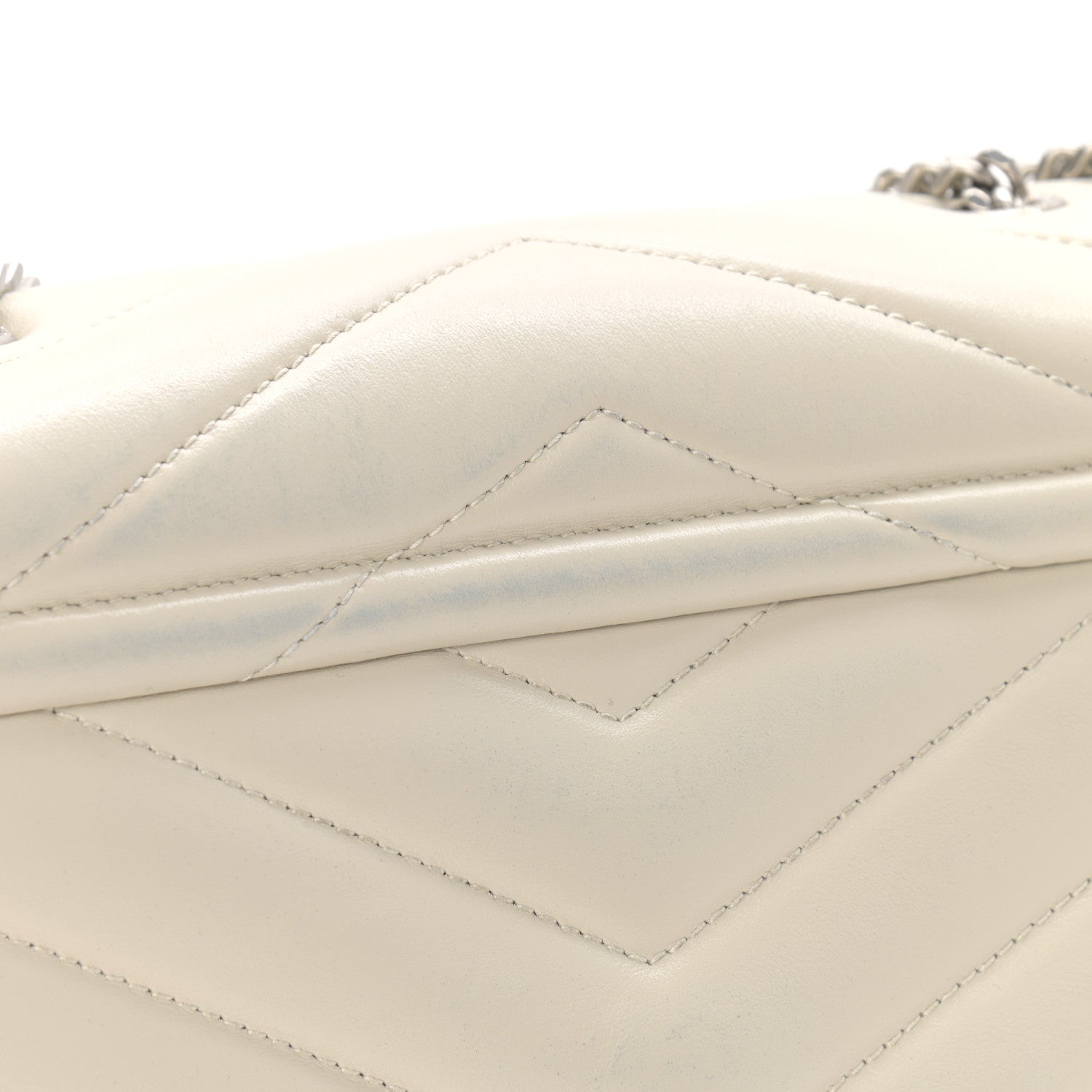 Saint Laurent Calfskin Y Quilted Monogram Small Loulou Chain Satchel Crema Soft 12 of 12