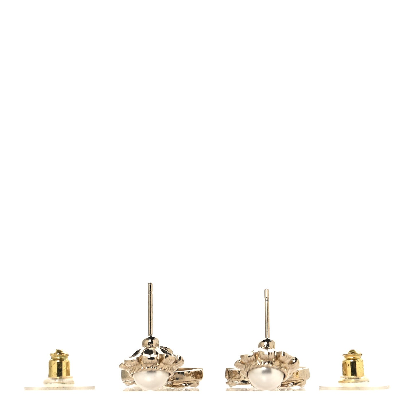Crystal Pearl CC Drop Earrings Gold