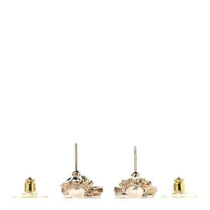 Chanel Crystal Pearl CC Drop Earrings Gold 3 of 4