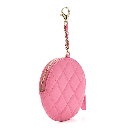 Chanel Caviar Quilted Round Clip On Coin Purse Pink 3 of 8