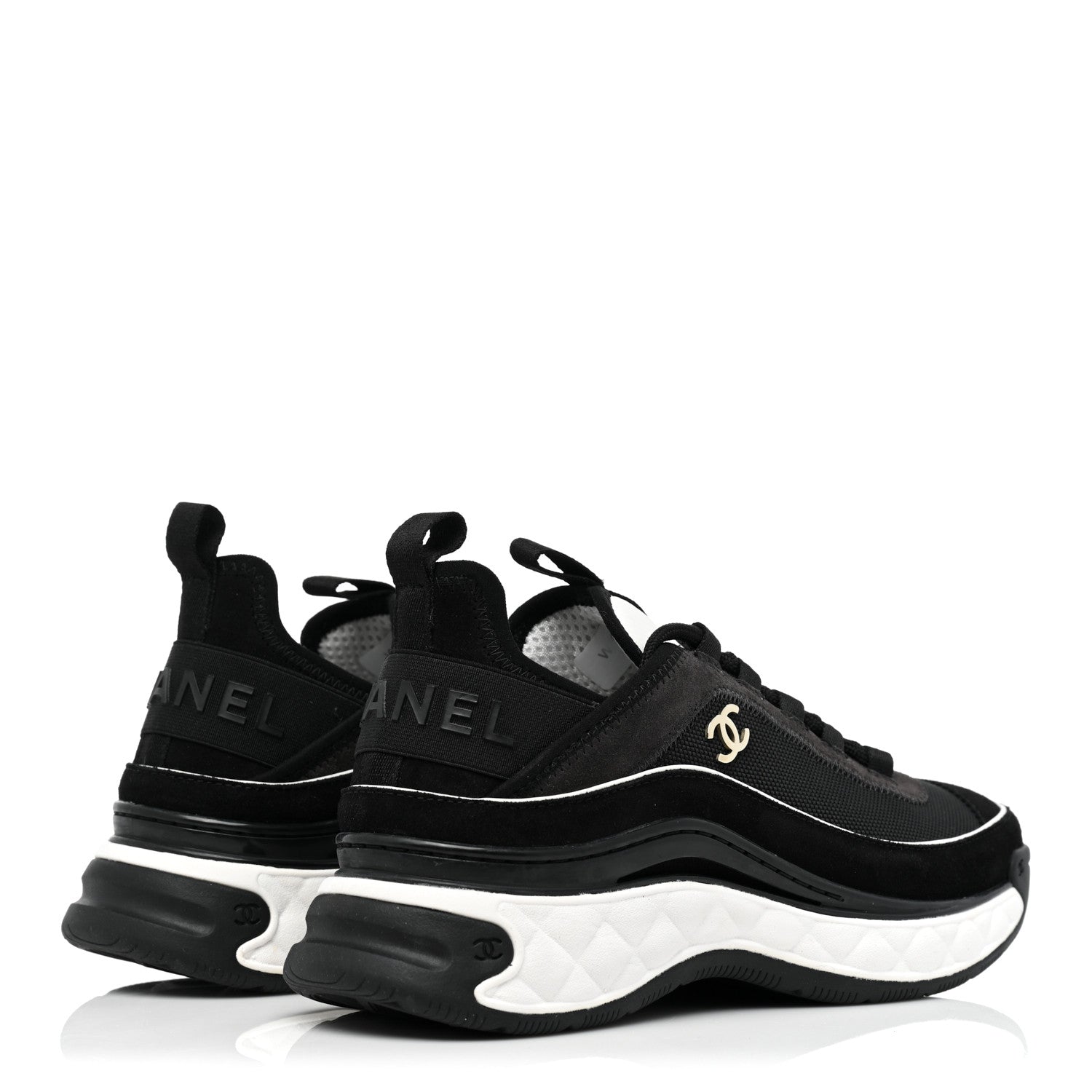 Chanel Velvet Calfskin Mixed Fibers CC Sneakers 37 Black 5 of 9
