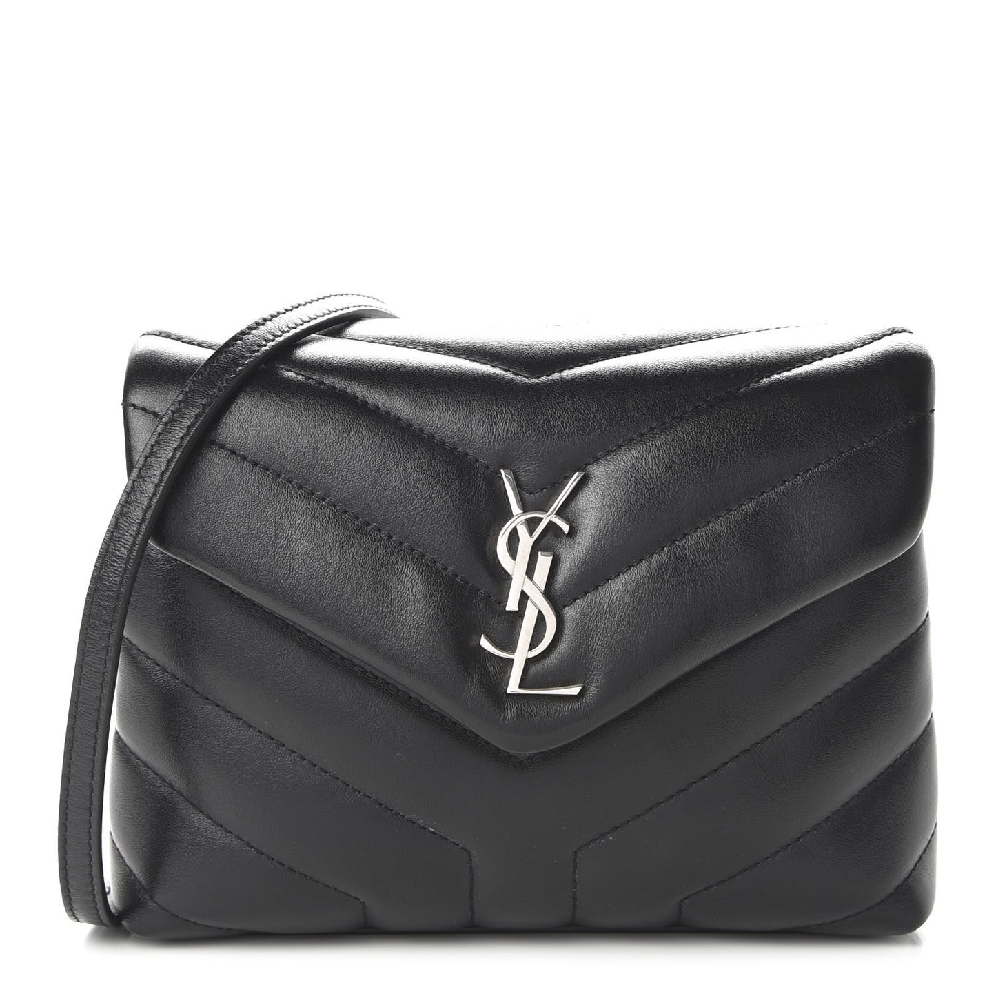 Calfskin Y Quilted Monogram Toy Loulou Crossbody Bag Black