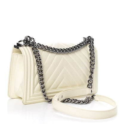 Chanel Lambskin Chevron Quilted Medium Boy Flap Ivory 3 of 12