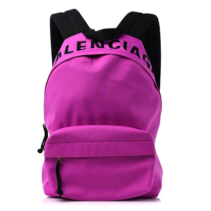 Balenciaga Sport Nylon Logo Embroidered S Wheel Backpack Fuchsia Black 1 of 9