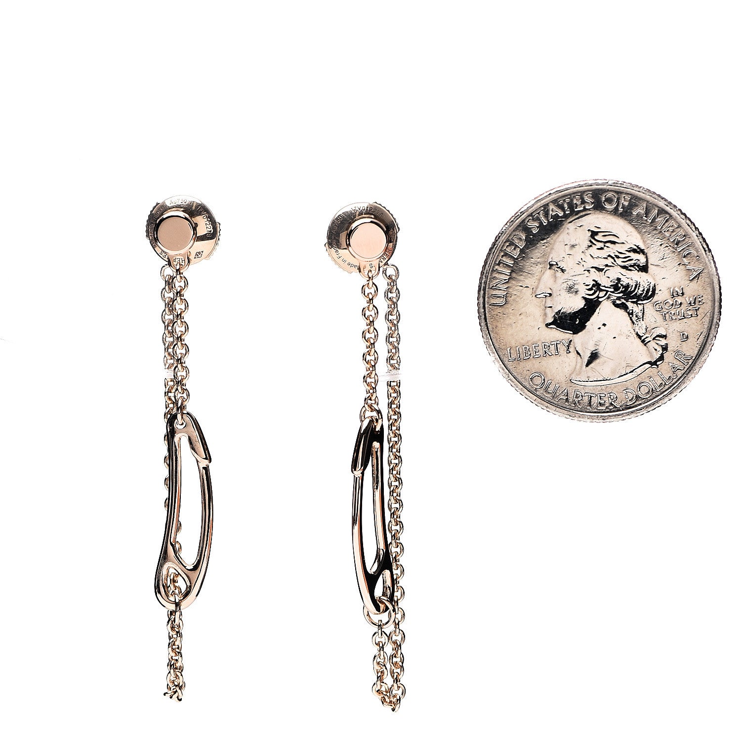 Hermes 18K Rose Gold TPM Chaine D'Ancre Punk Earrings 2 of 5