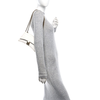 Balenciaga Calfskin Crocodile Small Crush Chain Bag White 2 of 10